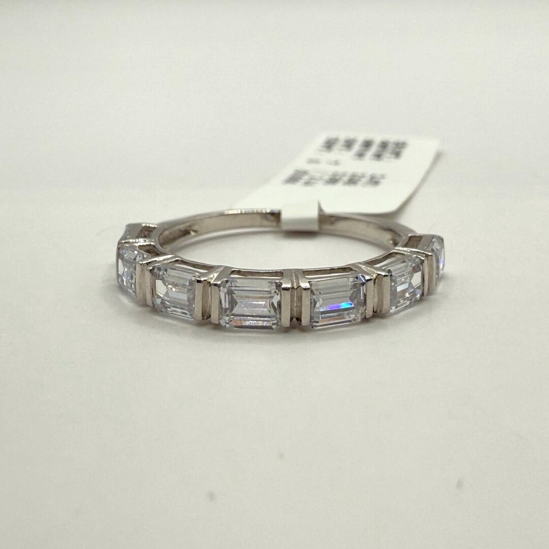 Emerald Cut Lab Grown Diamond Band: 14K Gold Half Eternity Ring - Etsy
