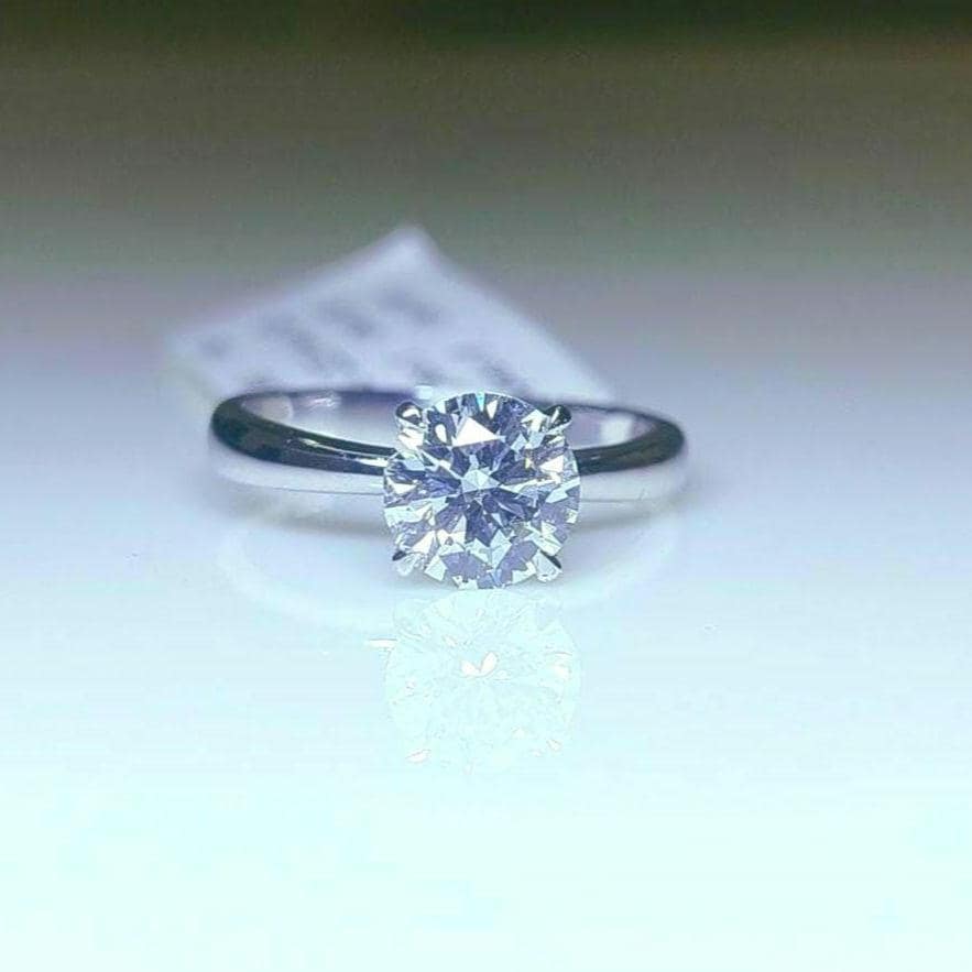 1.00 Carat Round Lab Grown Diamond Ring | D Color VVS2 IGI Certified | 14K Solid Gold Thin Engagement Solitaire Dainty Ring for Women