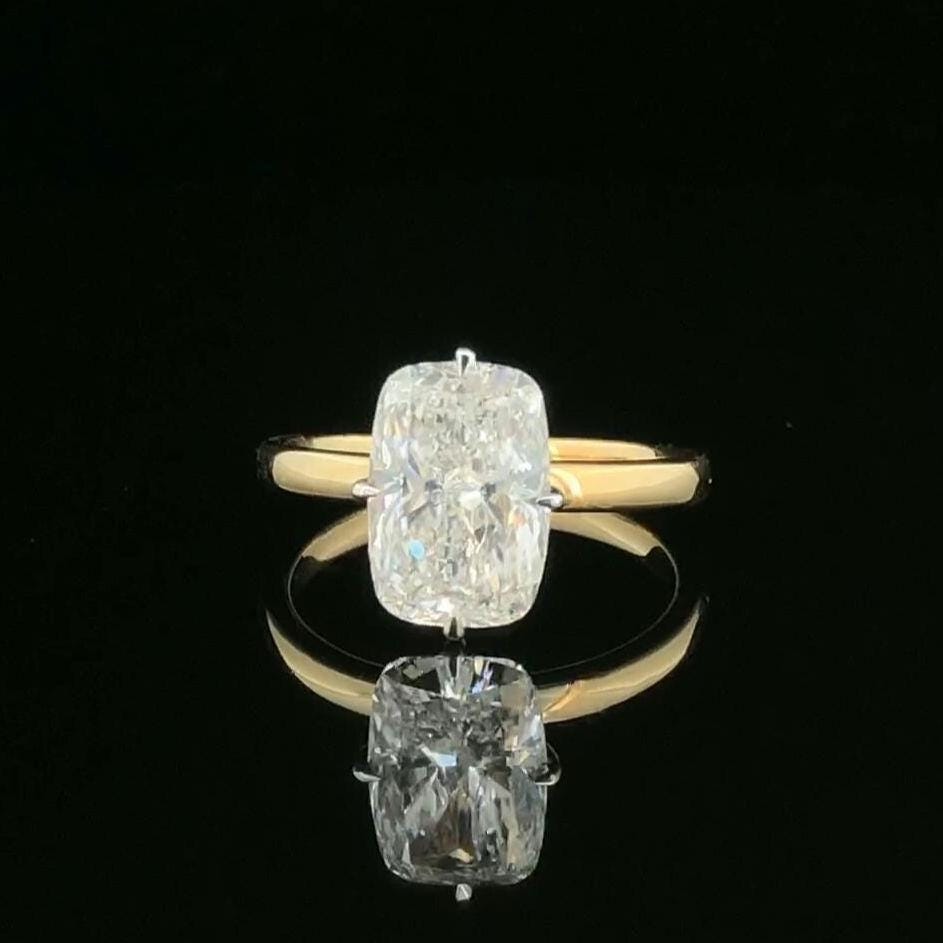 IGI Certified Elongated Cushion Lab Grown Diamond 14K Gold Engagement ...