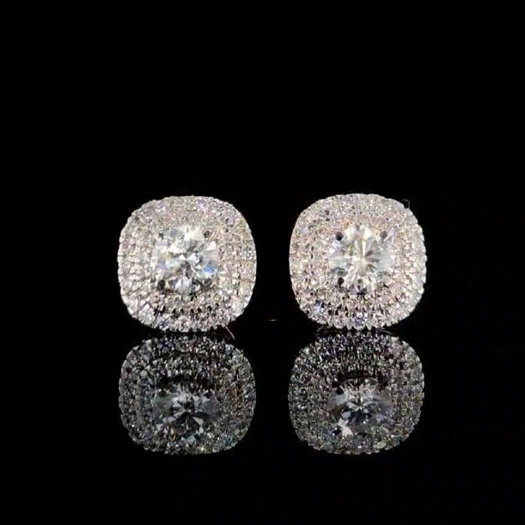 2.00 CT Round Lab Grown Diamond Stud Earrings | Halo Design