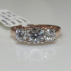 Three Stone Lab Grown Diamond Ring for Women | 14K Gold Engagement Ring | Elegant Lab Grown Diamond Three Stone Ring | Women Jewelry Gift