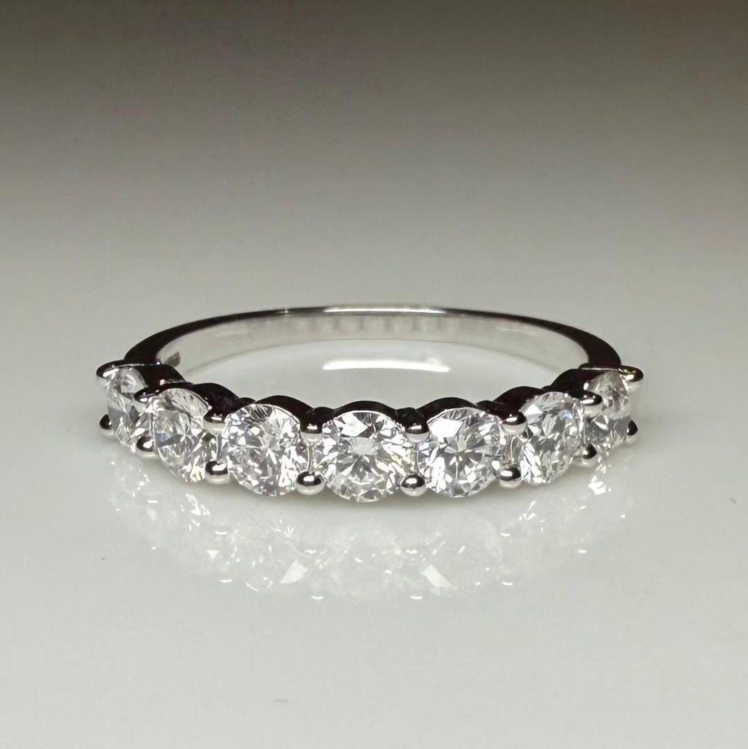 14K Gold Lab Grown Diamond Wedding Band | Seven Stone Eternity Ring - Etsy
