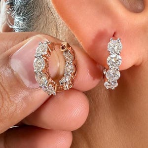 3,00 Karat im Labor gezüchtete Diamanten – Inside-Out-Creolen | 14 Karat Massivgold | Luxuriöse Diamantcreolen