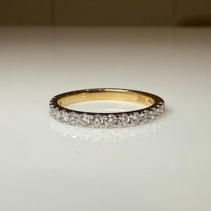 Lab Grown Diamond 14K Gold Wedding Band | Half Eternity Stacking Ring ...