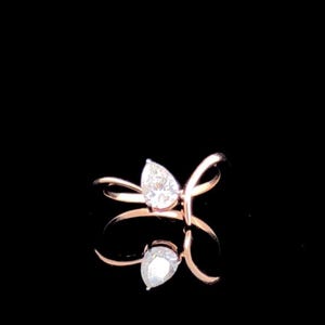 Pear Cut Lab Grown Diamond Ring 14K Solid Gold Modern Twist Design Pear Solitaire Engagement Ring Gift for Her