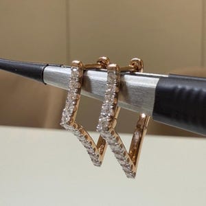 Lab Grown Diamond Huggie Earrings Pair 14K Gold | Elegant Hoop Dangle Earrings | Sustainable Jewelry Gift | Diamond Hoops for Women
