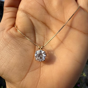 2.5 CT Lab Grown Diamond Solitaire Pendant With Box Chain | 14K Solid Gold | IGI Certified D VVS2 Brilliant Cut Diamond Necklace