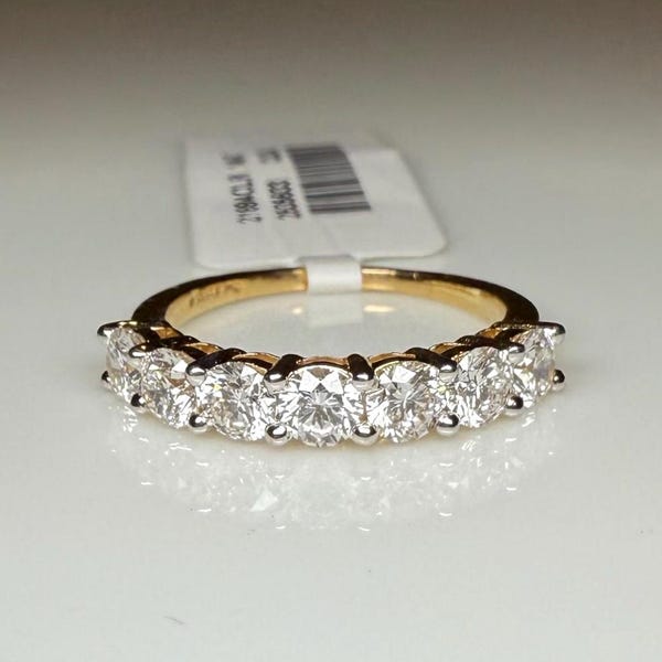 14K Gold Lab Grown Diamond Wedding Band | Seven Stone Eternity Ring