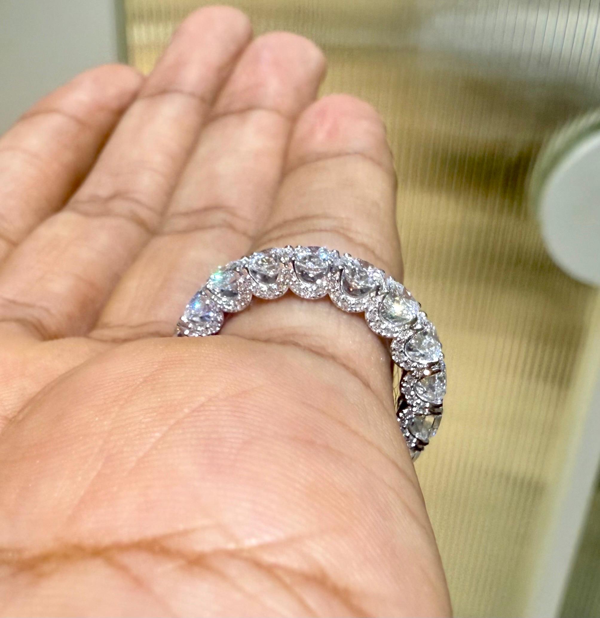 Lab Grown Diamond Eternity Band | 14K Solid Gold Hidden Halo Wedding ...