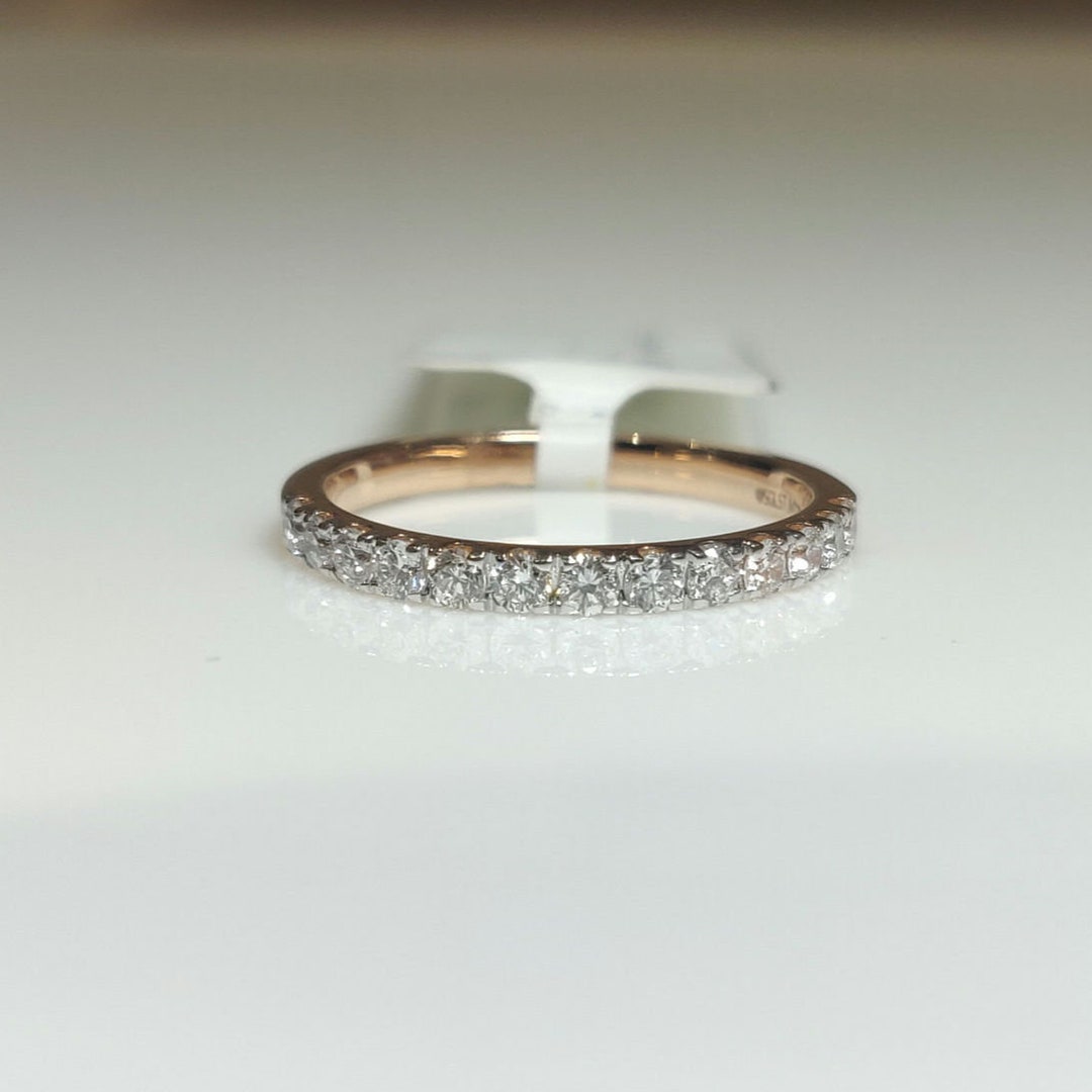 Lab Grown Diamond 14K Gold Wedding Band | Half Eternity Stacking Ring ...