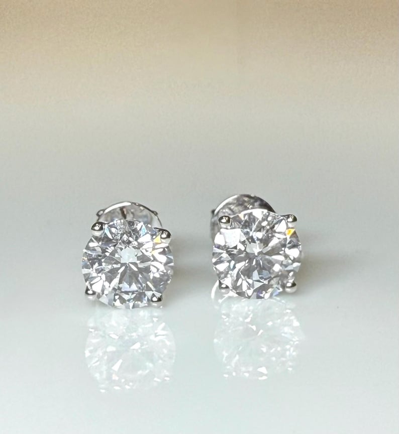 IGI Certified Lab Grown Diamond Stud Earrings: 14K Gold E/VS - Etsy