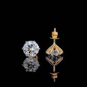 Lab Grown Diamond Stud Earrings | IGI Certified Diamonds | 14K Gold Earrings | Round Cut Solitaire Earrings | Wedding Jewelry for Women