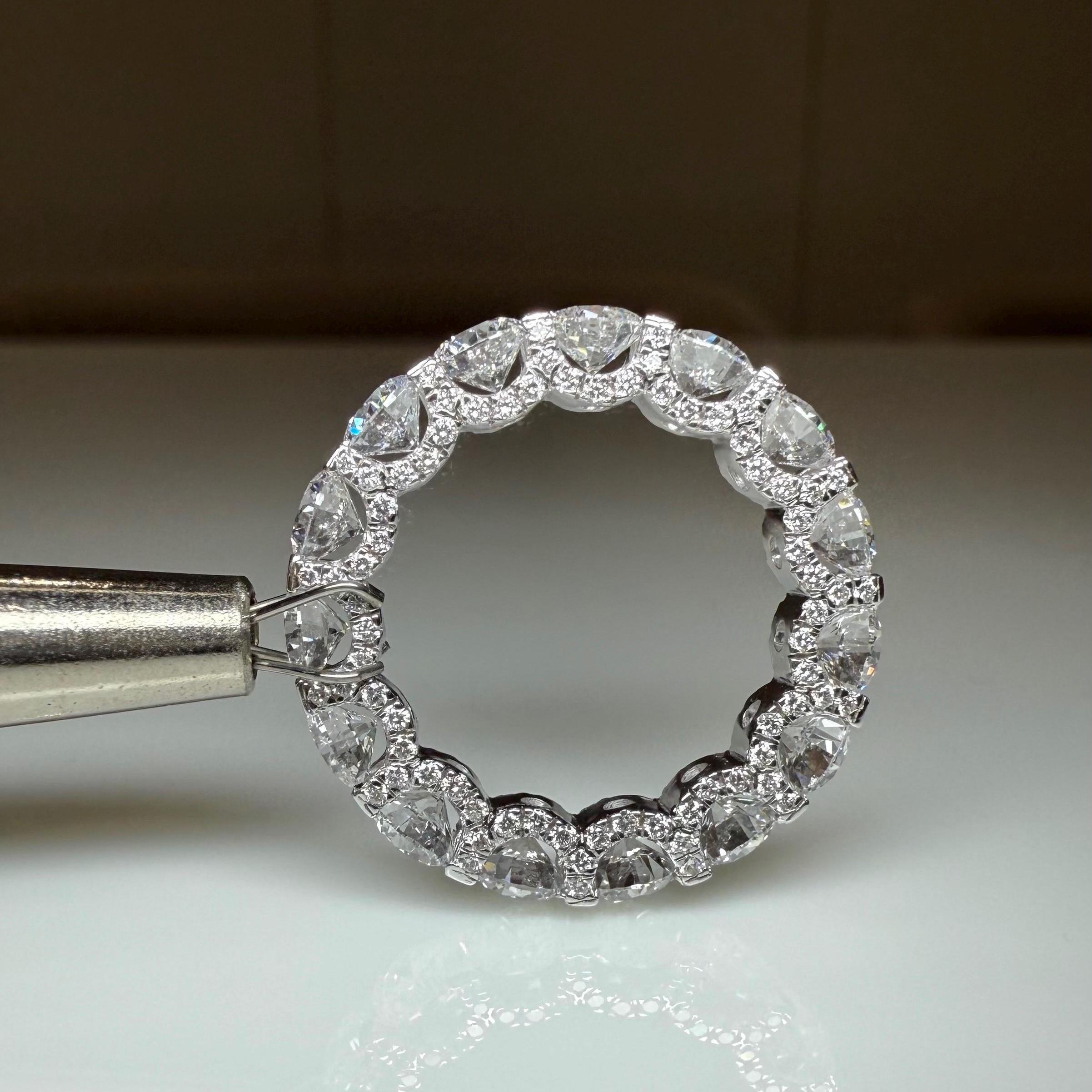 Lab Grown Diamond Eternity Band | 14K Solid Gold Halo Wedding Ring - Etsy