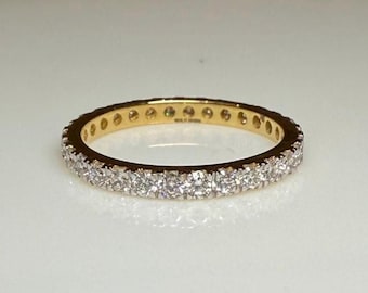 In lab gekweekte diamant 14K gouden eeuwigheid trouwring | Stapelring