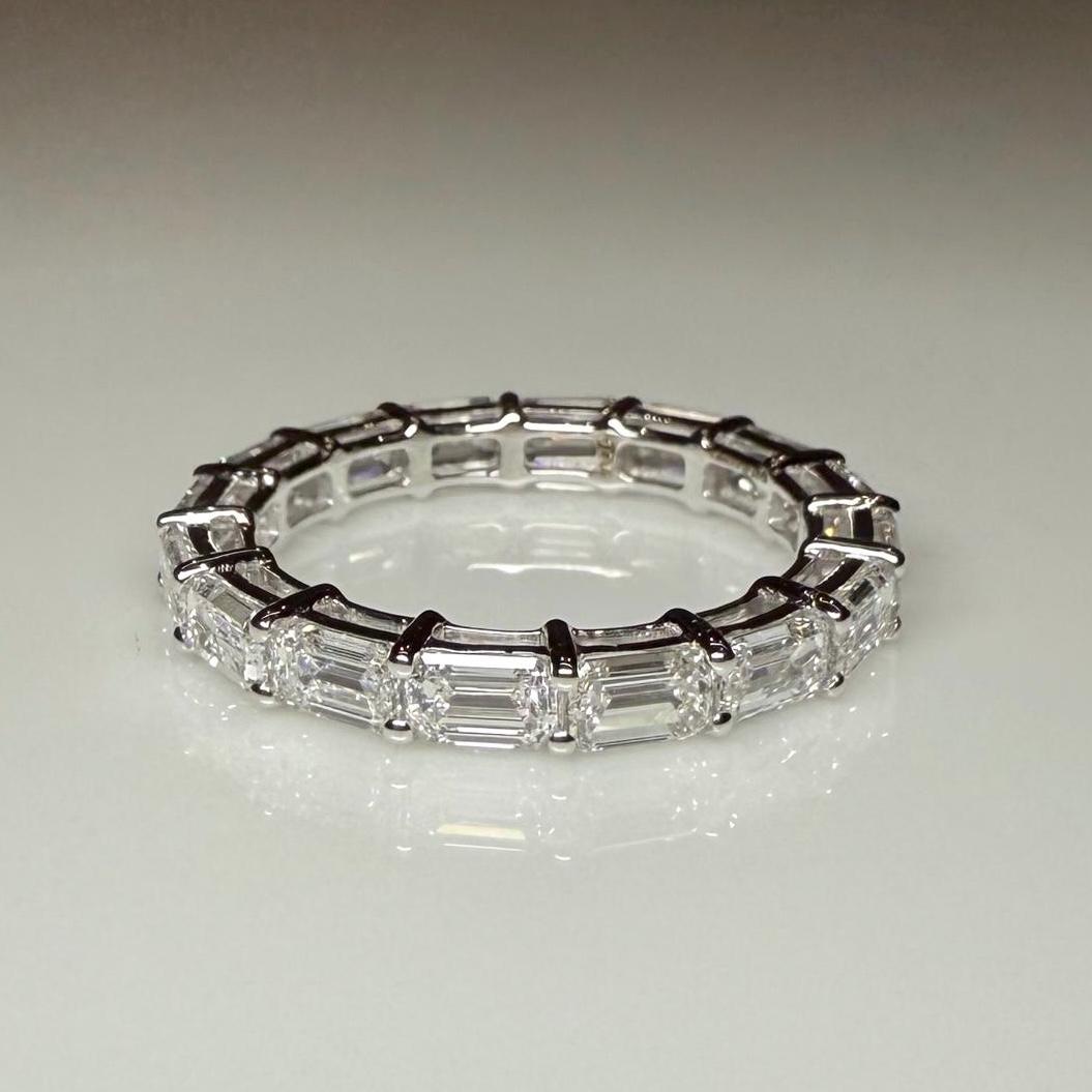 Emerald Cut Lab Grown Diamond Band: 14K Solid Gold Eternity Ring, 3CTW ...