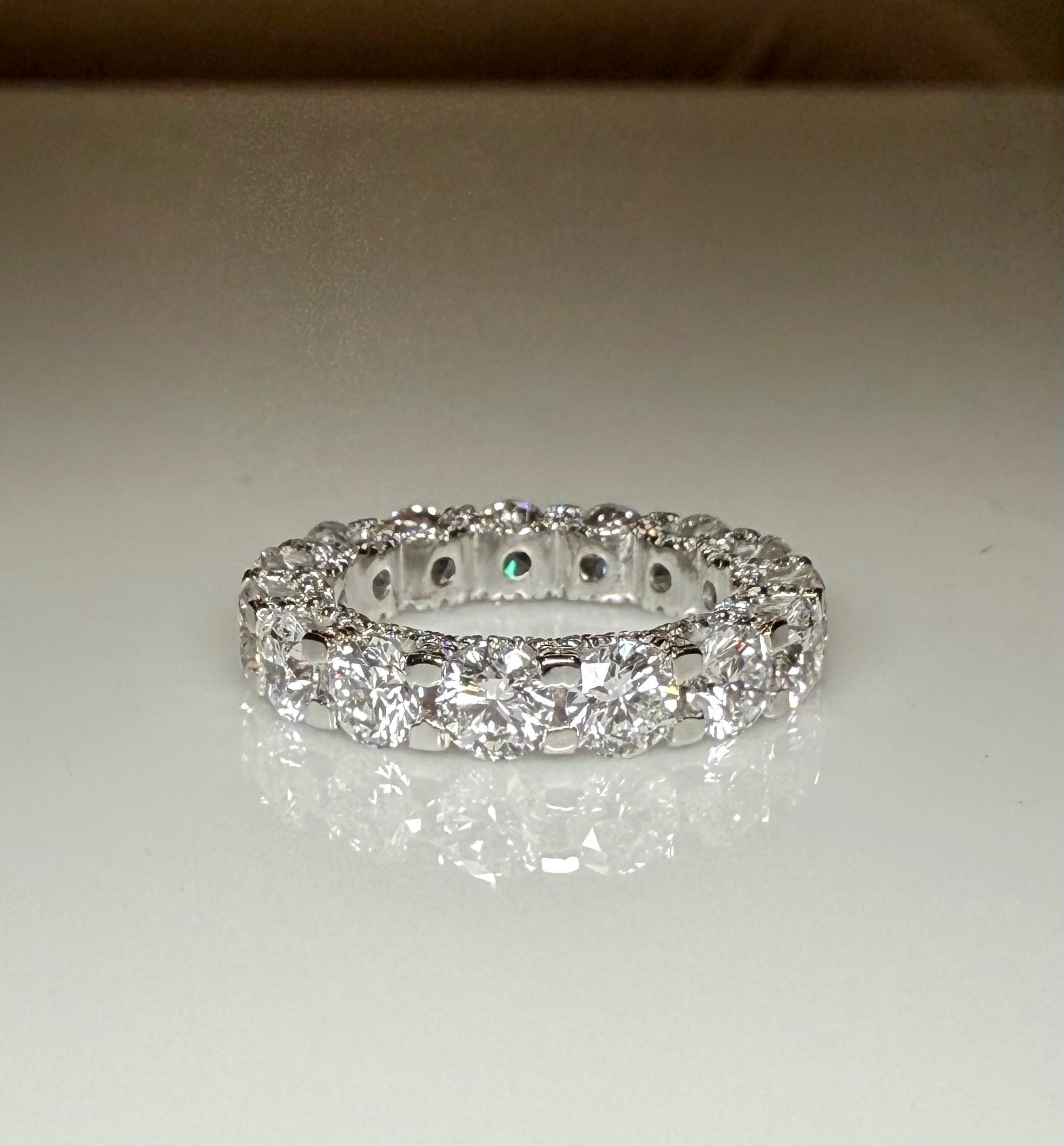 Lab Grown Diamond Eternity Band | 14K Solid Gold Halo Wedding Ring - Etsy