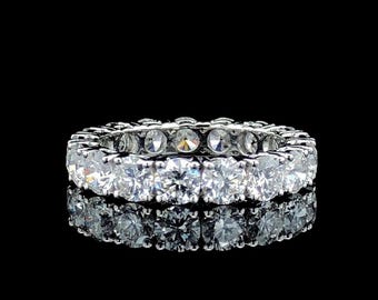 In het lab gekweekte diamanten trouwring | Ronde briljantgeslepen diamanten band van 4,50 MM | Eternity-ring | Gecertificeerde diamanten ring | Cadeau voor haar