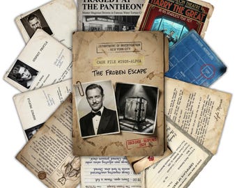 El caso sin resolver de la fuga congelada / Misterio del asesinato del mago de 1926 / Juego de detectives imprimible / Kit de crímenes sin resolver / PDF para una cita romántica