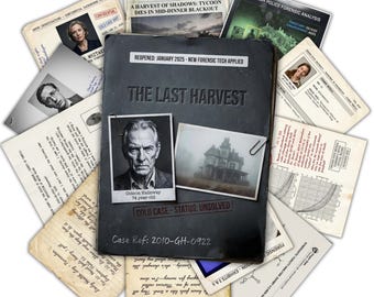 Gioco di omicidi misteriosi / Fascicolo di casi irrisolti / Attività per la serata romantica / Caso irrisolto di Oregon Vineyard / Gioco investigativo PDF / L'ultimo raccolto