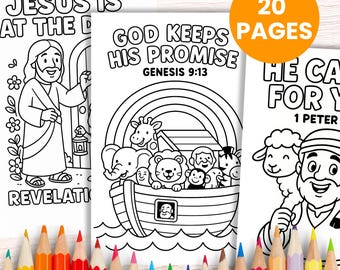 20 Bible Verse Coloring Pages for Kids | Christian Scripture Printable Set | Instant Download for Sunday School, VBS & Homeschool