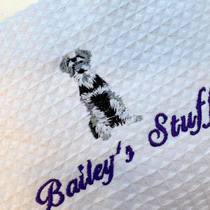 Bolsa de maquillaje con monograma de PERRO, bolsa de cosméticos personalizada con nombre de perro, bolsa de viaje para amantes de los CACHORROS, regalo para niña, fin de semana imagen 10