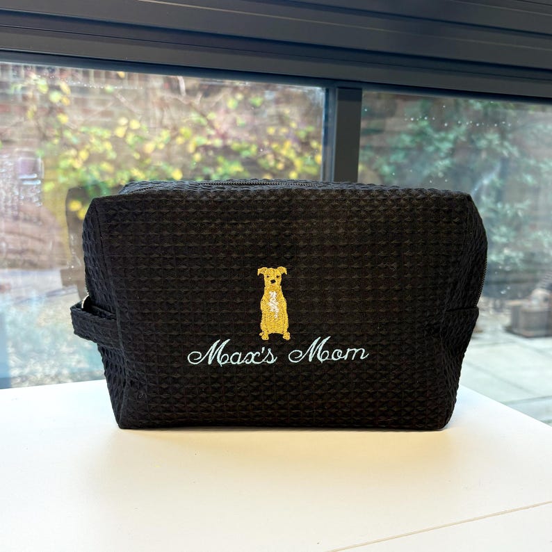 Bolsa de maquillaje con monograma de PERRO, bolsa de cosméticos personalizada con nombre de perro, bolsa de viaje para amantes de los CACHORROS, regalo para niña, fin de semana imagen 5