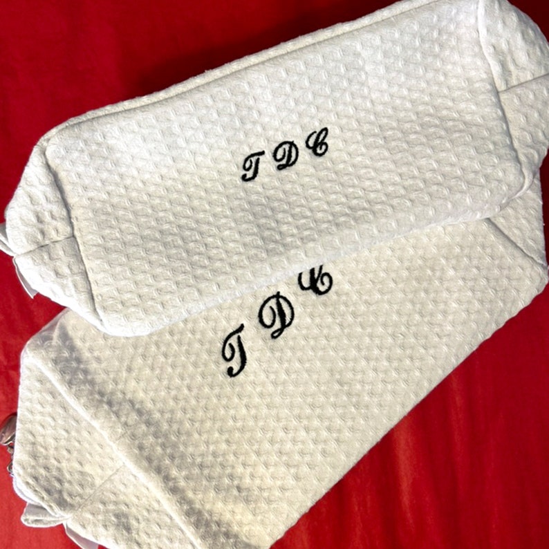 Personalised Small Quilted Monogramed Cosmetic Bag, Initial Name Makeup Pouch, Embroidery, Travel Case, Bridal Shower Gift, Mothers Day image 10