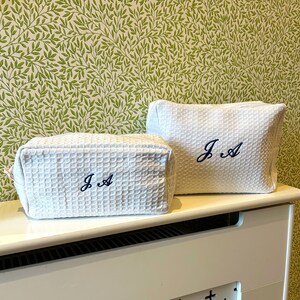 Personalised Small Quilted Monogramed Cosmetic Bag, Initial Name Makeup Pouch, Embroidery, Travel Case, Bridal Shower Gift, Mothers Day image 7