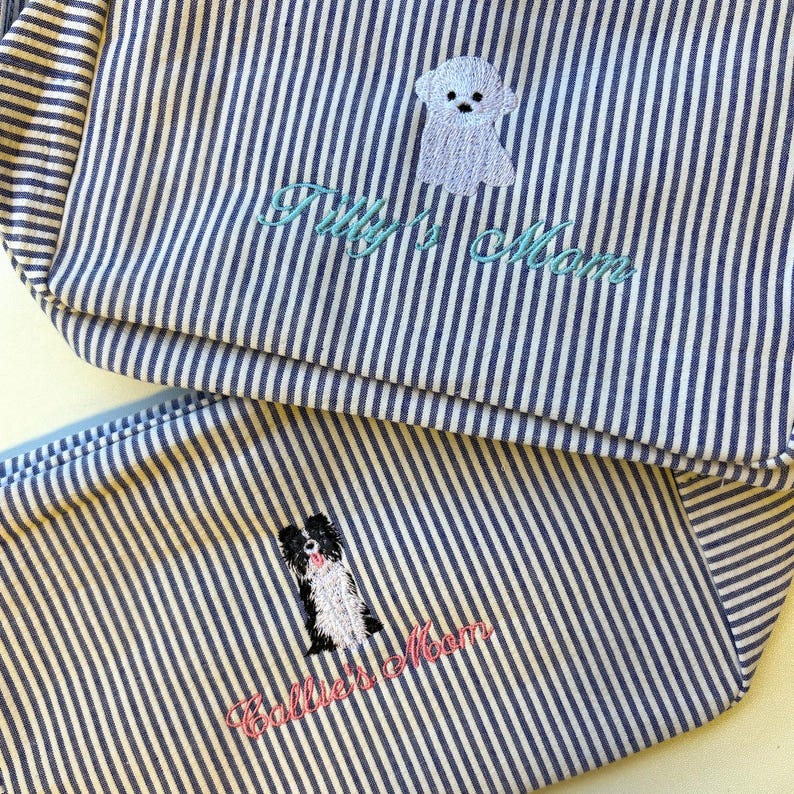Bolsa de maquillaje con monograma de PERRO, bolsa de cosméticos personalizada con nombre de perro, bolsa de viaje para amantes de los CACHORROS, regalo para niña, fin de semana imagen 7