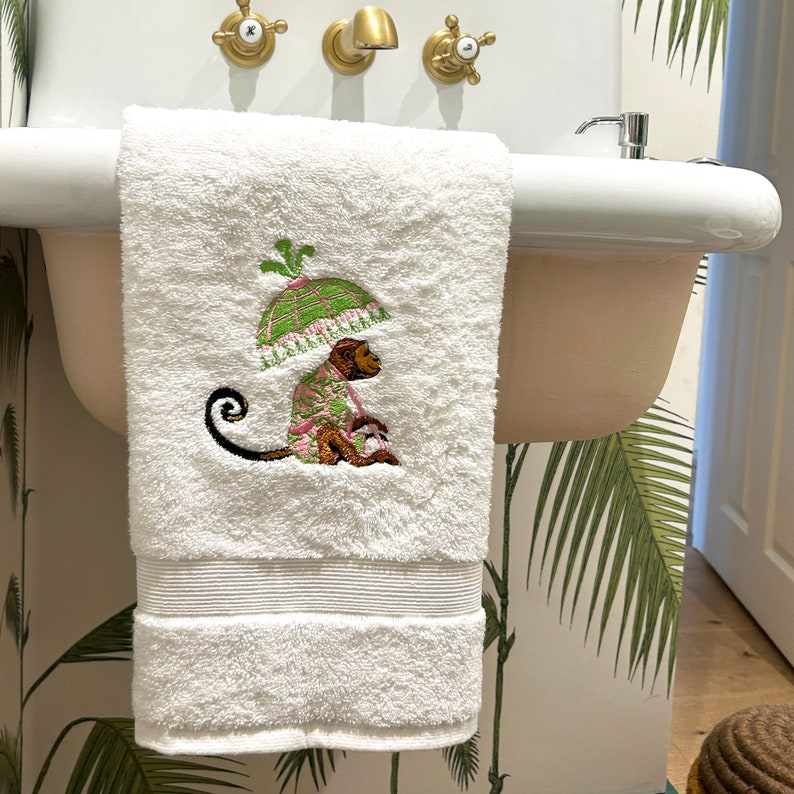 Personalised and Embroidered Luxury Towels, Monkey Hand Towel, Hand