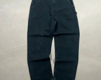 pantalon de menuisier Carhartt noir délavé vintage genou unique / vêtements de travail / streetwear - 32 x 33