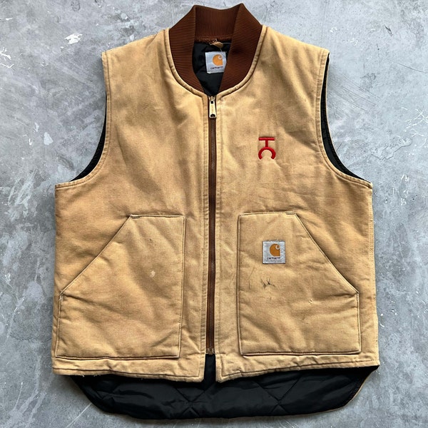 Vintage faded tan Carhartt gilet vest / workwear / streetwear - L