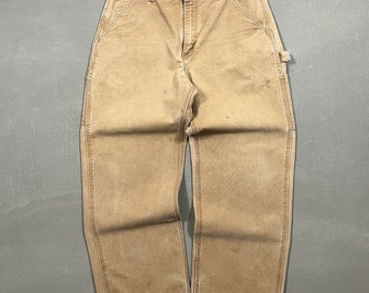 Vintage Carhartt verblasste schwarze Doppelknie-Tischlerhose / Arbeitskleidung / Streetwear - 32 x 30