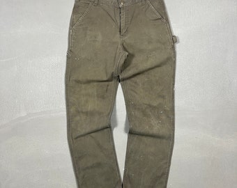 Carhartt Faded Green Pantalones de carpintero de una sola rodilla - 31 x 35