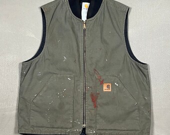 Gilet sans manches Carhartt vert délavé vintage - L