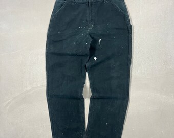 Carhartt Faded Black Zimmermannshose mit einem Knie – 35 x 36
