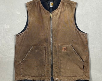 Vintage ausgewaschene braune Carhartt Giletweste -