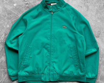 Vintage dark turquoise Lacoste raglan harrington jacket / tennis / 90s - L