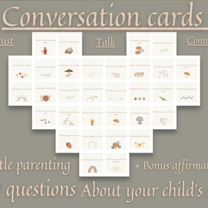 Tarjetas de conversación para padres e hijos, Iniciador de conversación, Tarjeta de afirmación de bonificación, Herramienta de crianza gentil, Herramienta de crianza con apego