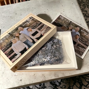 Personalized Photo Puzzle, Family Christmas Gift Custom Puzzle Jigsaw with Picture 500 1000 Pieces Puzzle Box from Memory Photo Gift for Her