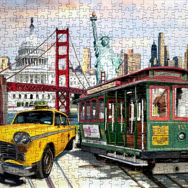 MyPuzzle Los Angeles Skyline 500-Piece Jigsaw Puzzle - Vintage Poster Style