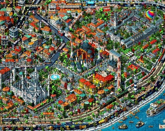 Jigsaw Puzzle 3000 Pieces, Puzzle for Adults, Difficult Puzzle, Hard Family Puzzle, Istanbul Mosaic Puzzle, Puzzle Gift for Mother