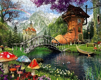 Old Woman's Shoe Puzzle: Whimsical Landscape 1000 Piece Jigsaw