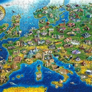 Legpuzzel 2000 stukjes, puzzel voor volwassenen, moeilijke puzzel, legendarische monumenten uitdaging puzzel cadeau voor moeder, kaartpuzzel Europa 2000 stukjes