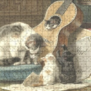 Cats and Guitar Jigsaw Puzzle: Henriette Ronner-Knip Painting
