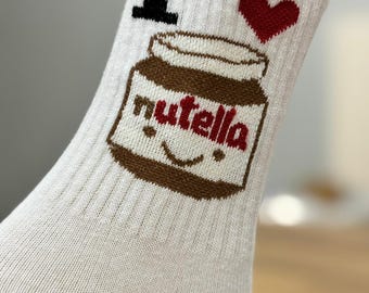 Nutella Socks, Funny Gift,Unisex Socks, Crazy Socks, Best Gift, Made for Him Her, Gift Idea, Bitrhday Gift, Unisex Gift, Embroidered &lt; Socks