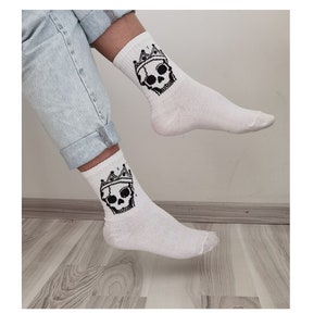 Skull Socks, Cartoon Socks, Christmas gift, Original Gift Pack, Unisex Socks, Embroidery Cute Sock, Great Gift Idea For Her, Valentine Gift