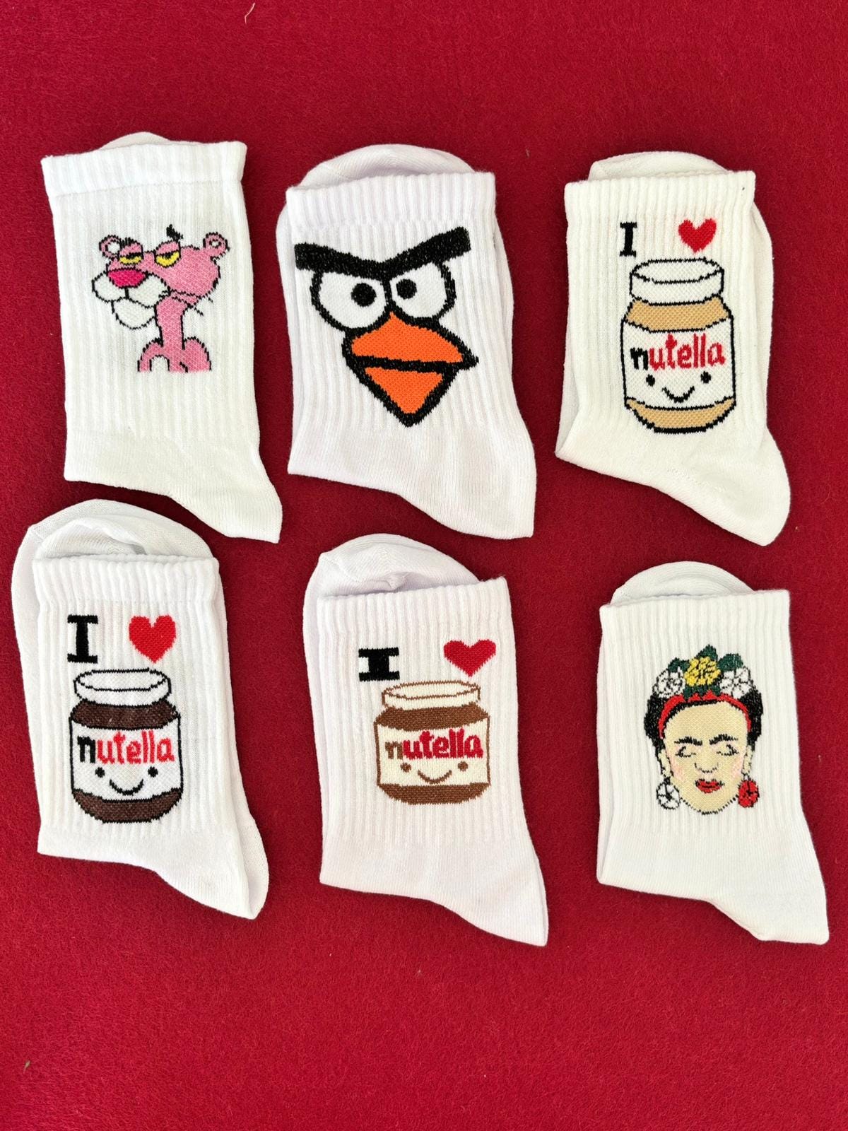 Cotton  Sock, Nutella Socks, Happy Sock, Funny Socks, Funny Gift, Cartoon Socks, Pink Panter, Pairs bulk,  Mix Colours, Valentines Day Gift