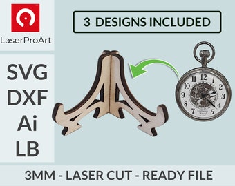 Taschenuhrständer - Taschenuhr - DIY Laser geschnittene Dateien SVG - DXF - Lightburn