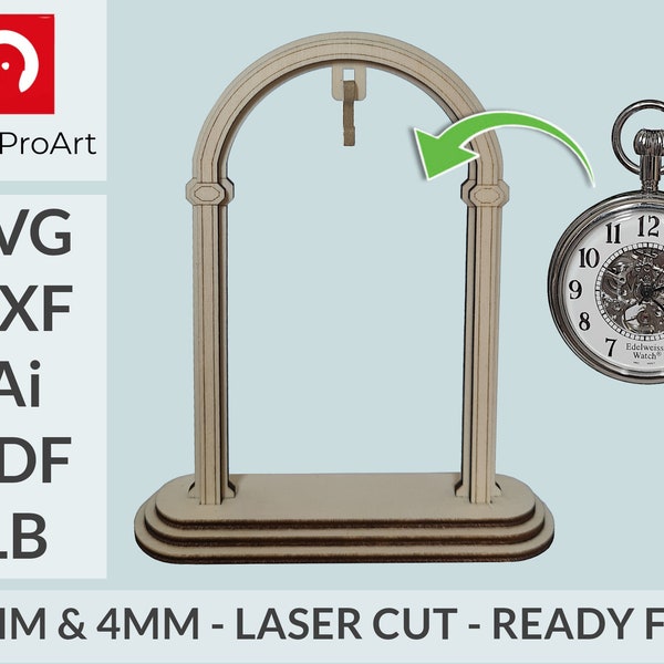 Taschenuhrständer - Taschenuhr - DIY Laser geschnittene Dateien SVG - DXF - Lightburn